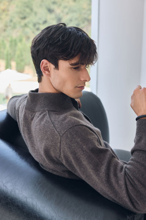 Men's Timeless Half-Zip Cashmere Jumper, editorial photo