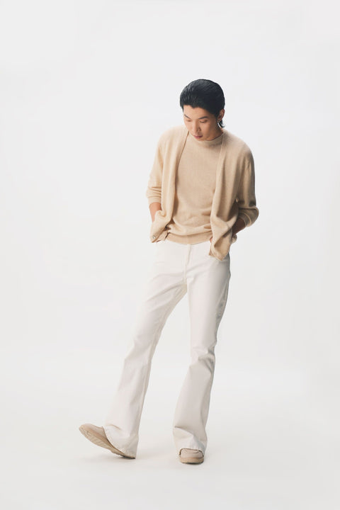Men's Essential Cashmere V-Neck Cardigan, editorial photo