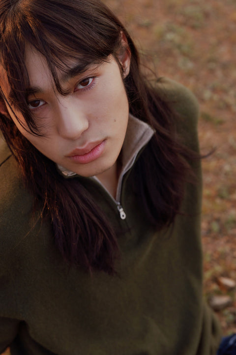 Men's Essential Half-Zip Cashmere Jumper, editorial photo