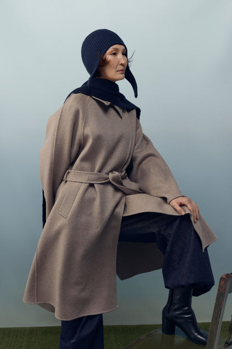 Cashmere Wrap Coat with Belt, editorial photo