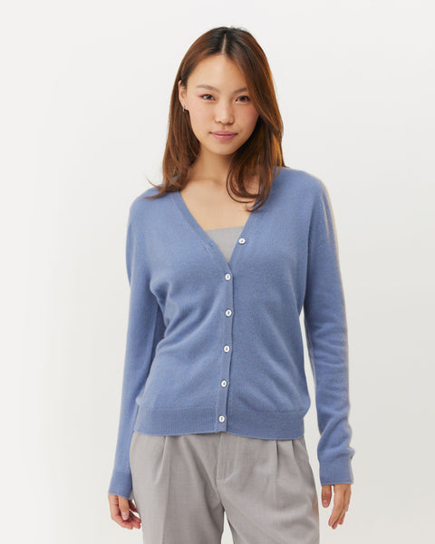 Women's Essential Cashmere V-Neck Cardigan, editorial photo