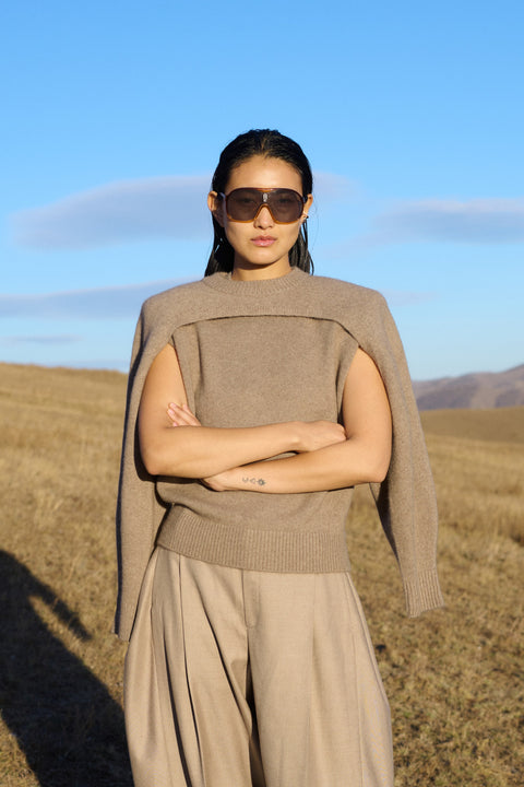 Women's Timeless Cashmere Crewneck Vest, editorial photo