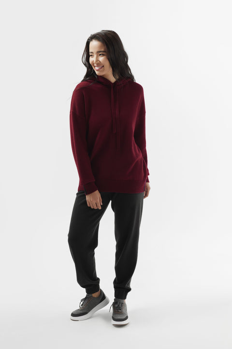 Women's Cashmere Pullover Hoodie, editorial photo