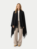 Cashmere Large Blanket with Fringe Black - Gobi Cashmere #color_black