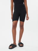 Women's Silk Cashmere Biker Shorts Black - Gobi Cashmere #color_black