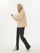 Women's Cashmere High Neck Jumper Beige - Gobi Cashmere #color_beige