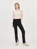Women’s Front Slit Trousers in Black | GOBI UK #color_black