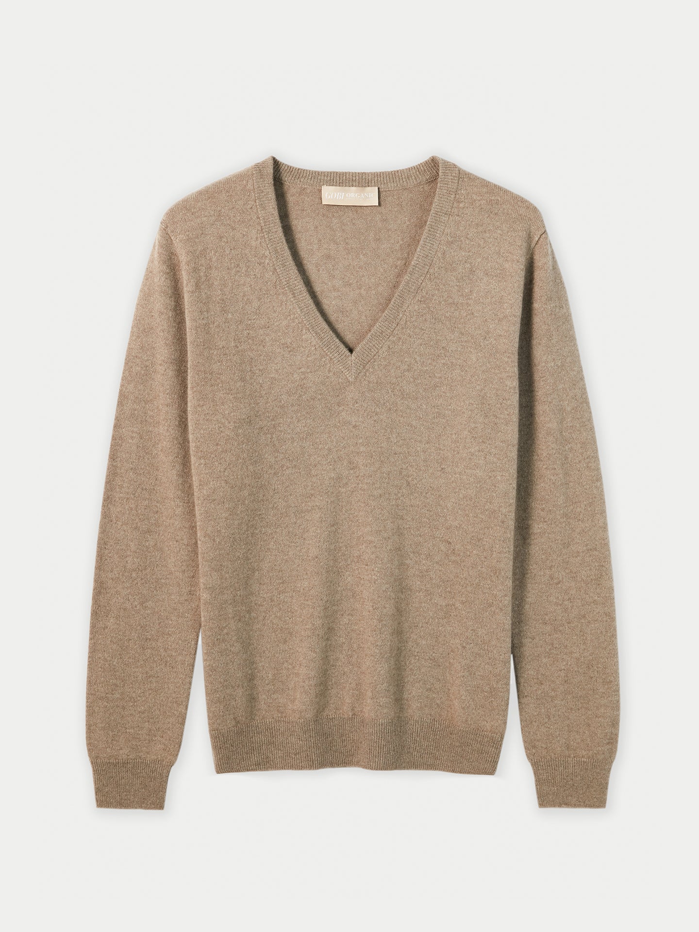 Men's Cashmere V-Neck Sweater Taupe - Gobi Cashmere
