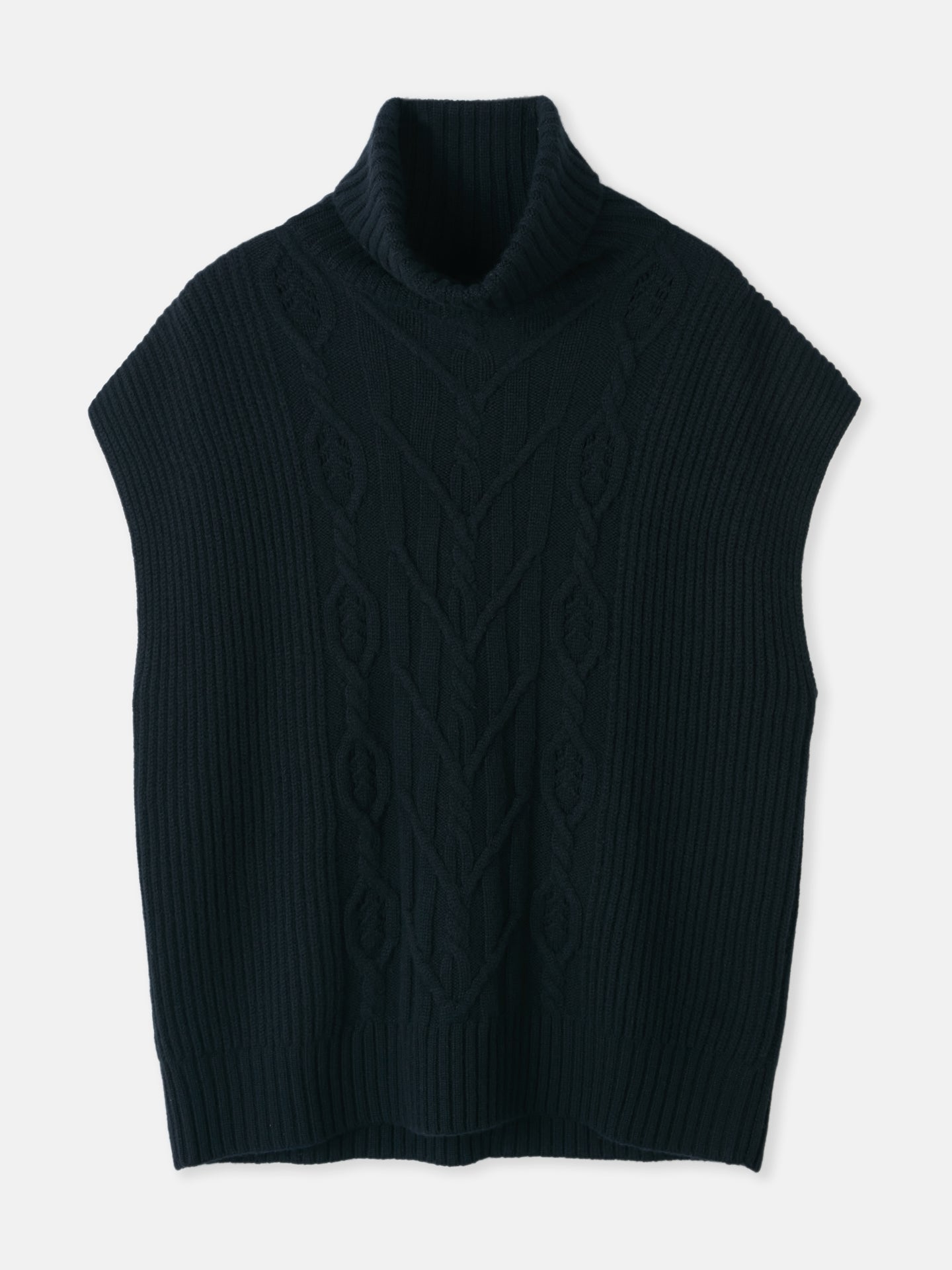 Women's Regenerative-Cashmere Cable Black-Knit Sleeveless Sweater