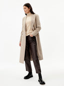 Women's Cashmere Peak Lapel Long Coat Taupe - Gobi Cashmere #color_taupe