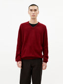 Men’s Basic V-Neck Cashmere Sweater Bordeaux | GOBI UK #color_bordeaux