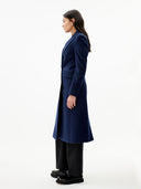 Women's Cashmere Peak Lapel Long Coat Navy - Gobi Cashmere #color_navy-blue