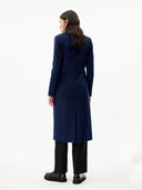 Women's Cashmere Peak Lapel Long Coat Navy - Gobi Cashmere #color_navy-blue
