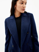 Women's Cashmere Peak Lapel Long Coat Navy - Gobi Cashmere #color_navy