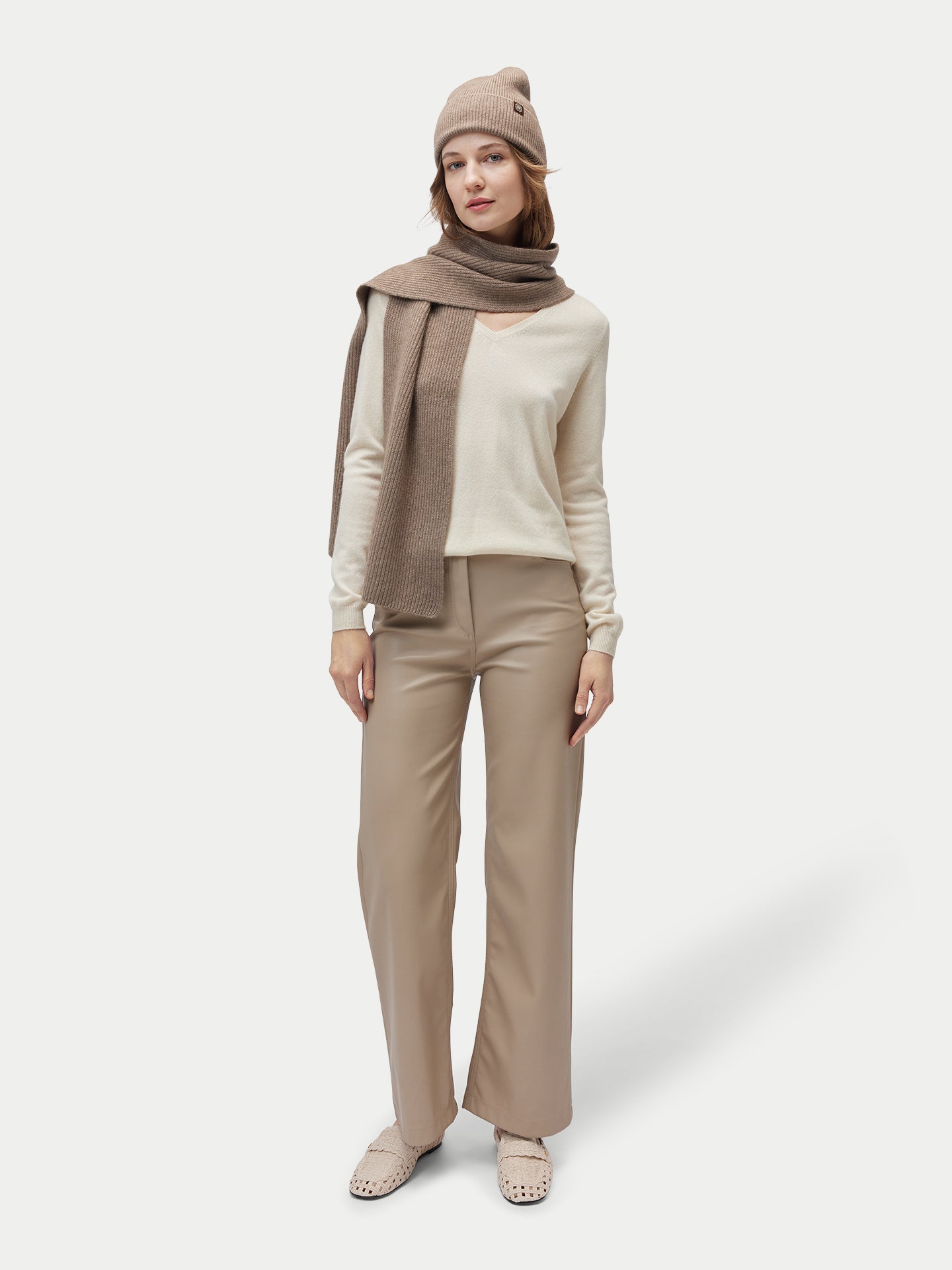 Organic Colour Cashmere Fisherman Knit Scarf