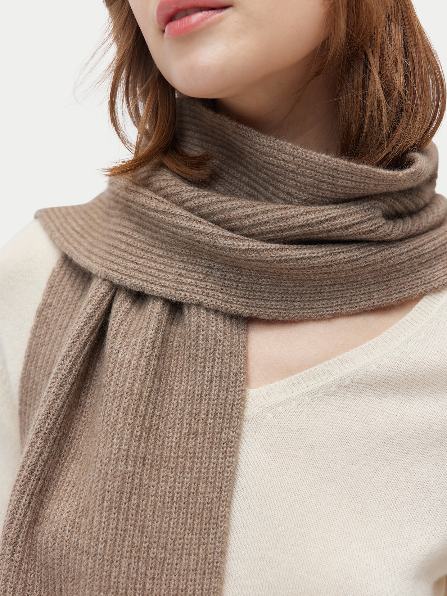 Organic Colour Cashmere Fisherman Knit Scarf