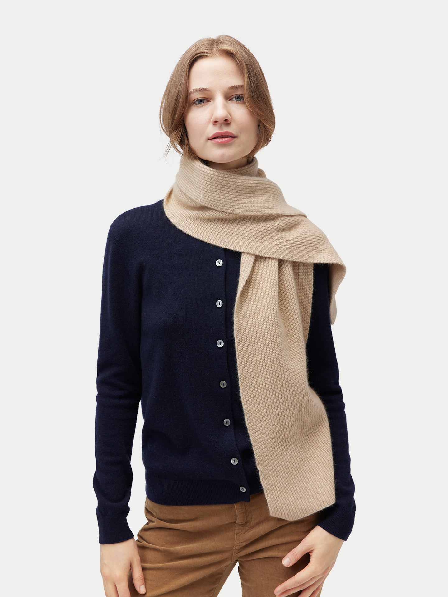 Organic Colour Cashmere Fisherman Knit Scarf