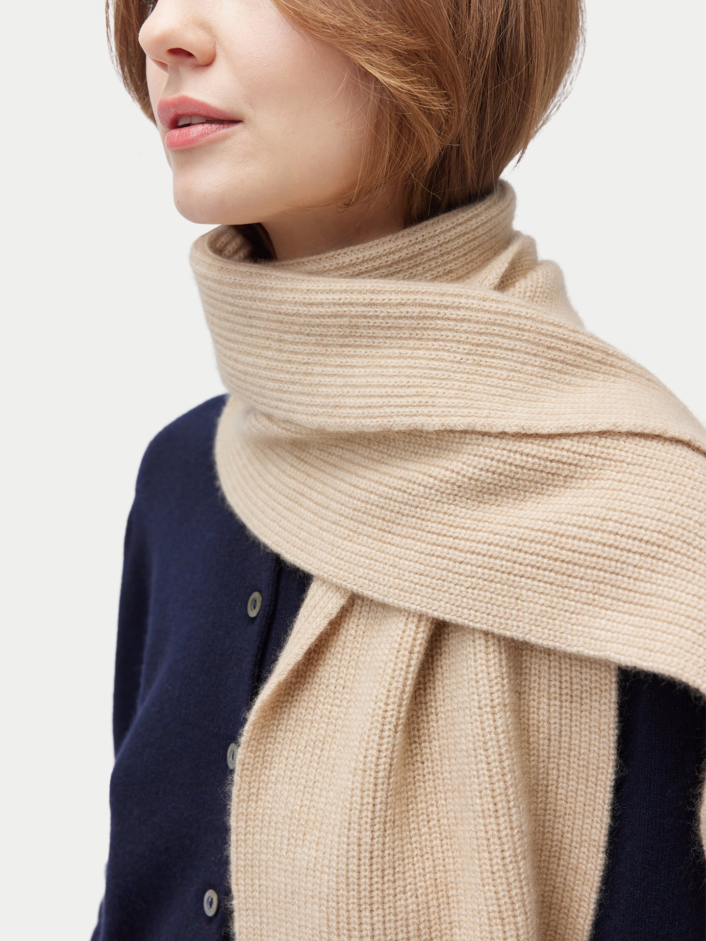 Organic Colour Cashmere Fisherman Knit Scarf