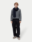 Unisex Cashmere Fisherman Knit Scarf Navy - Gobi Cashmere
