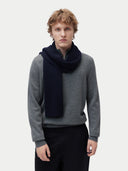 Unisex Cashmere Fisherman Knit Scarf Navy - Gobi Cashmere