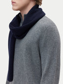 Unisex Cashmere Fisherman Knit Scarf Navy - Gobi Cashmere