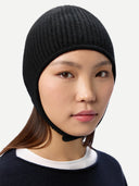 Cashmere Knitted Aviator Cap Black - Gobi Cashmere