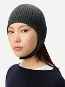 Cashmere Knitted Aviator Cap Charcoal - Gobi Cashmere