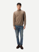 Men's Classic Half-Zip Cashmere Jumper Taupe | GOBI UK #color_taupe