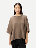 Women's Cashmere Timeless Knitted Poncho Taupe - Gobi Cashmere