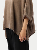 Women's Cashmere Timeless Knitted Poncho Taupe - Gobi Cashmere