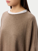 Women's Cashmere Timeless Knitted Poncho Taupe - Gobi Cashmere