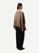 Women's Cashmere Timeless Knitted Poncho Taupe - Gobi Cashmere