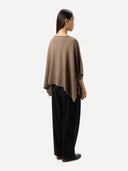 Women's Cashmere Timeless Knitted Poncho Taupe - Gobi Cashmere #color_taupe