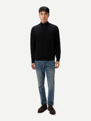 Men's Classic Half-Zip Cashmere Jumper Black | GOBI UK #color_black