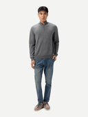 Men's Classic Half-Zip Cashmere Jumper Gray | GOBI UK