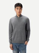 Men's Classic Half-Zip Cashmere Jumper Gray | GOBI UK