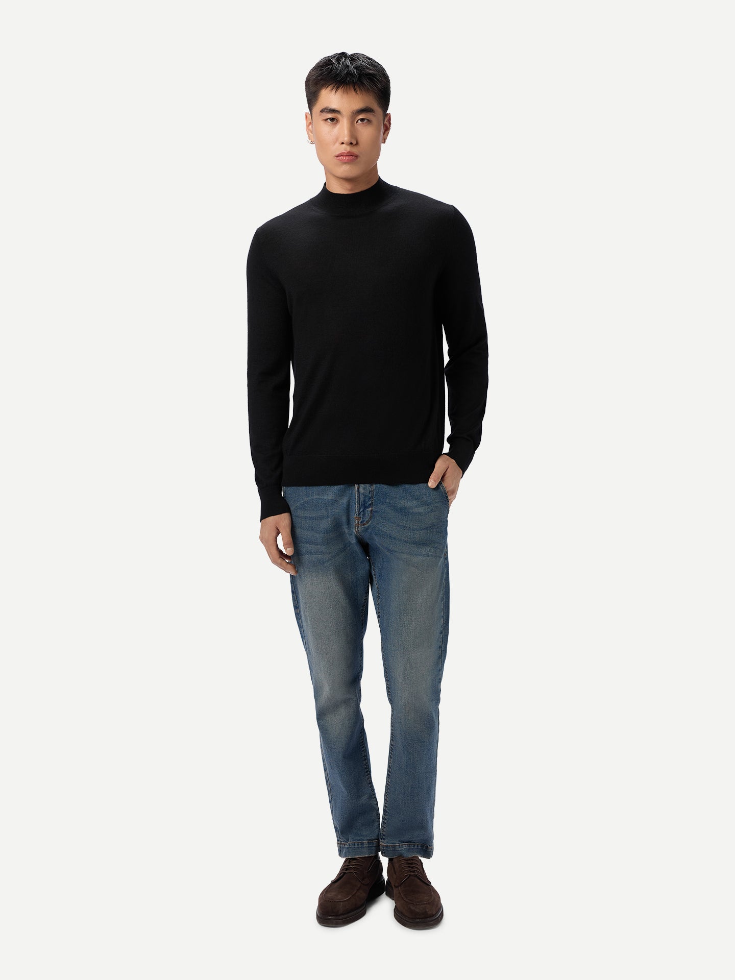 Men Cashmere Silk High Neck Jumper