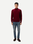 Men's Classic Half-Zip Cashmere Jumper Red | GOBI UK