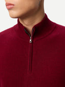 Men's Classic Half-Zip Cashmere Jumper Red | GOBI UK