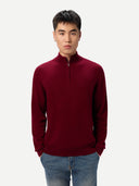 Men's Classic Half-Zip Cashmere Jumper Red | GOBI UK