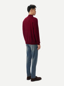 Men's Classic Half-Zip Cashmere Jumper Red | GOBI UK