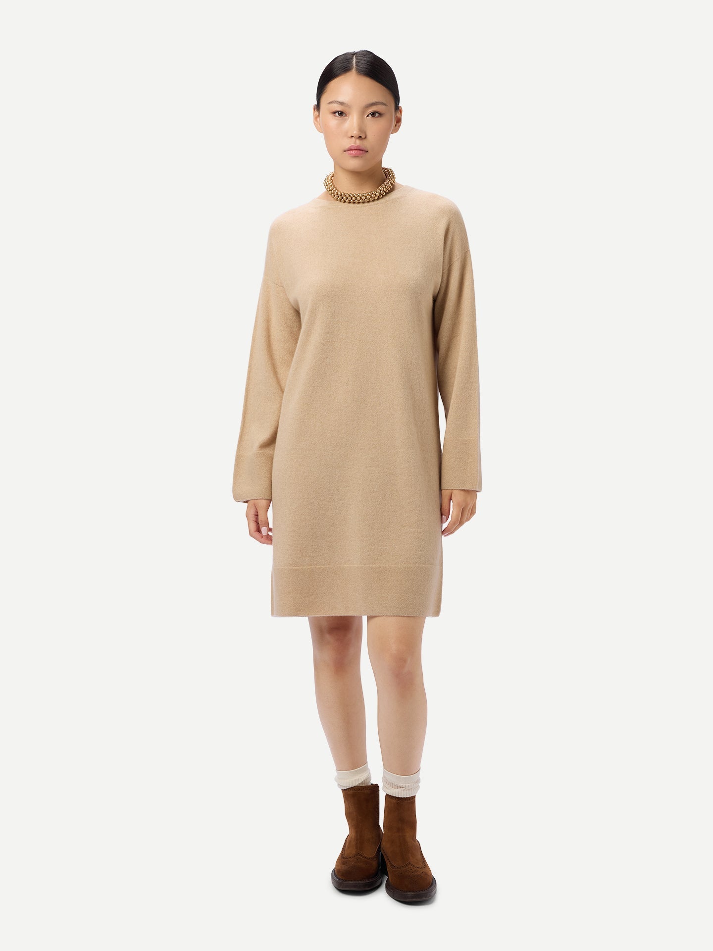 Organic Colour Seamless Crewneck Cashmere Dress