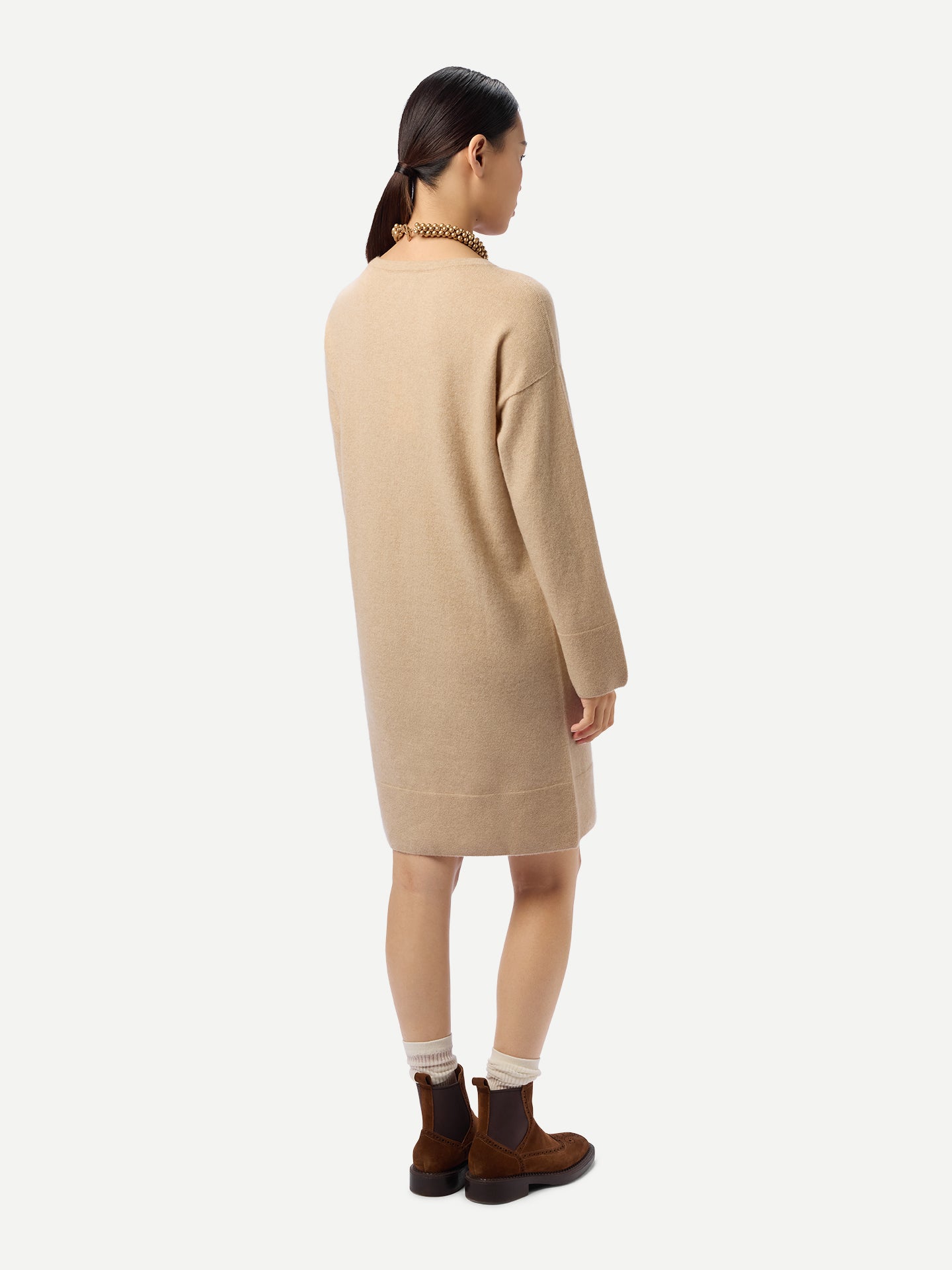 Organic Colour Seamless Crewneck Cashmere Dress
