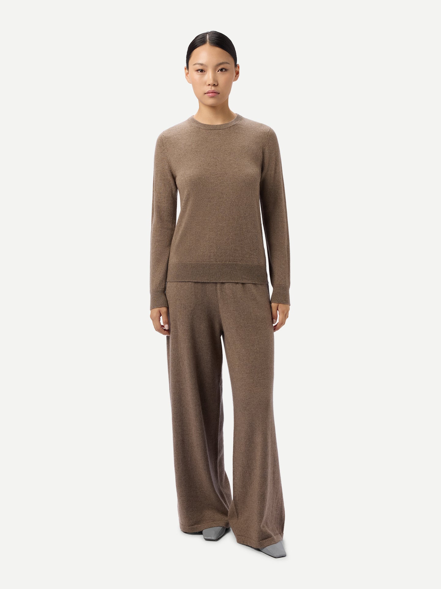 Organic Colour Wide-Leg Cashmere Trousers