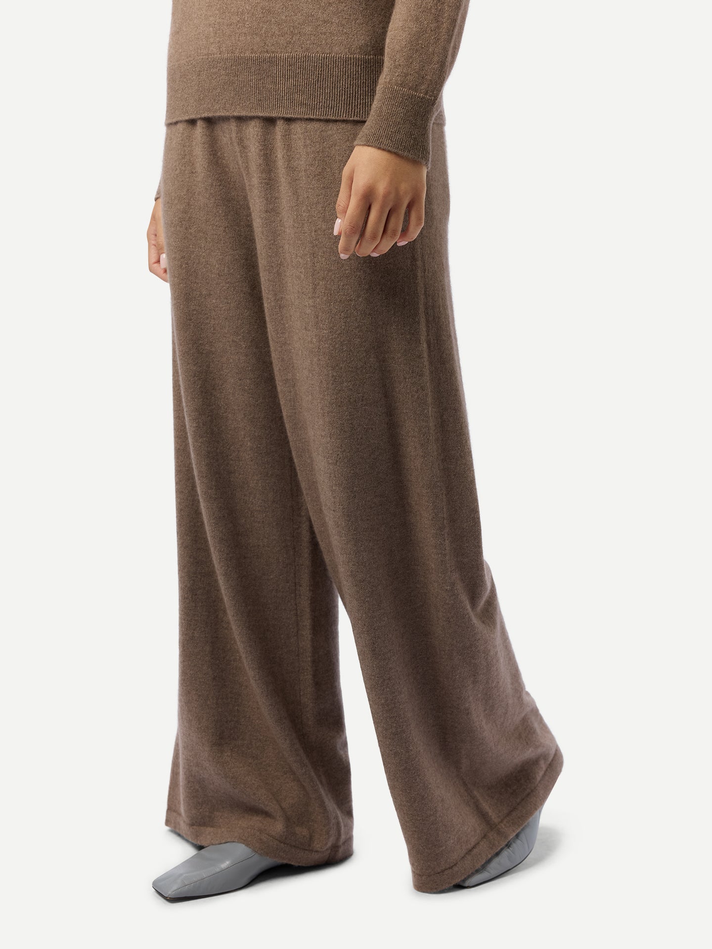 Organic Colour Wide-Leg Cashmere Trousers