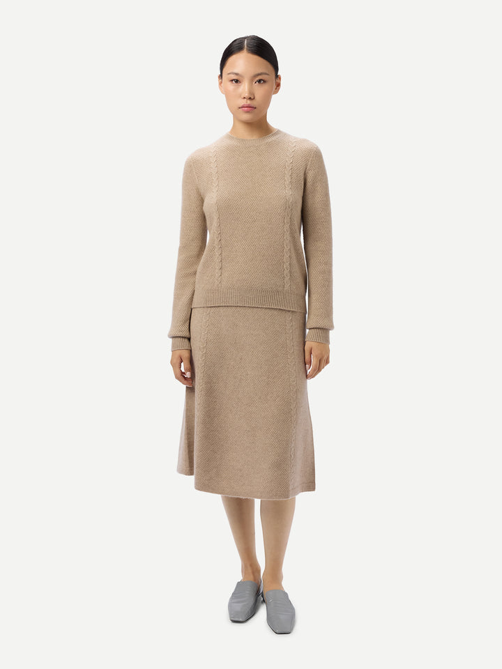 Women's A-Line Knitted Cashmere Skirt | GOBI UK #color_dusty-beige