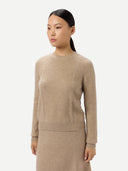 Women's Cropped Crewneck Cashmere Jumper | GOBI UK #color_warm-grey