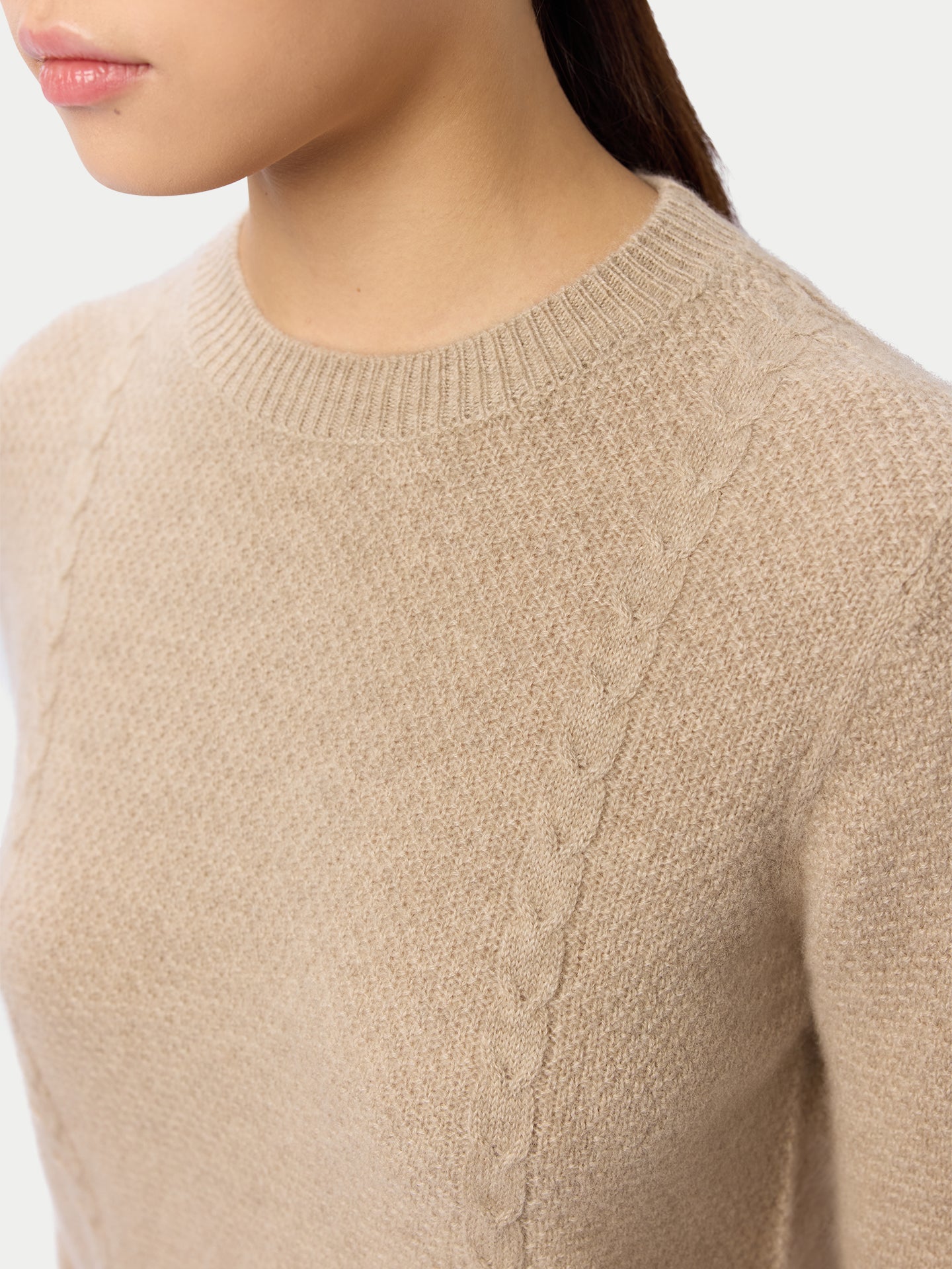 Organic Colour Cropped Crewneck Cashmere Jumper