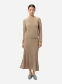 Women's Calf-Length Cashmere Skirt | GOBI UK #color_warm-grey