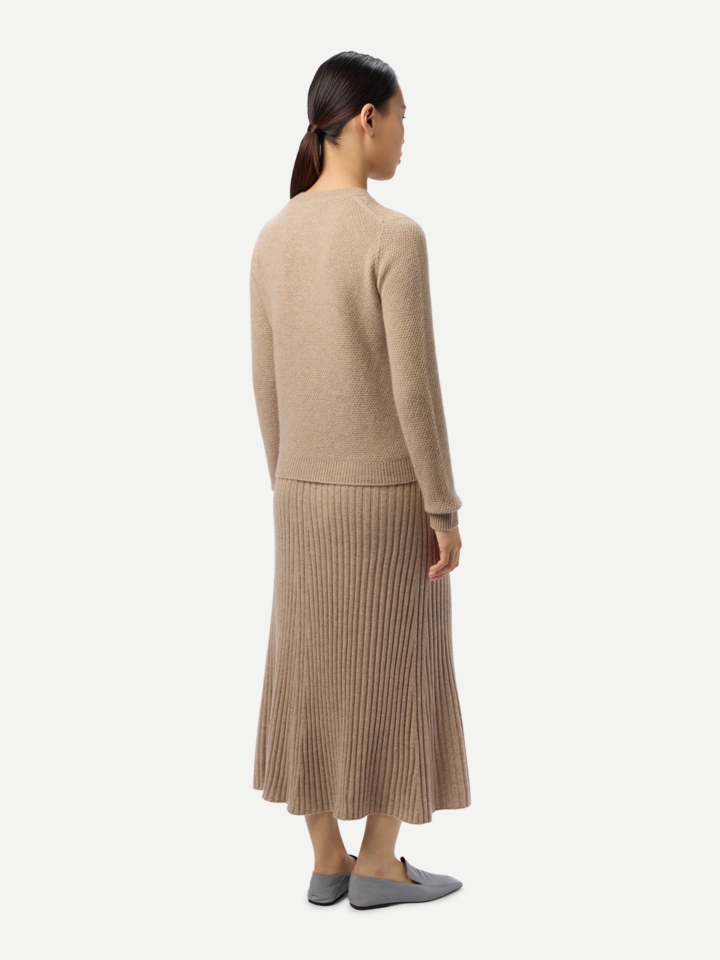Organic Colour Calf-Length Cashmere Skirt